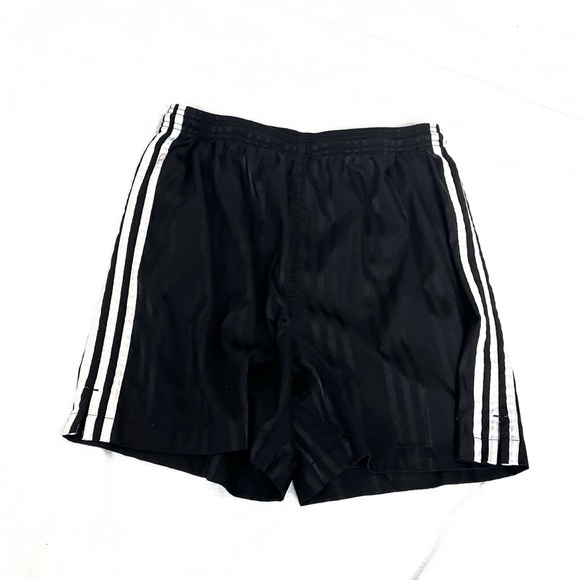 Adidas Boys Athletic Shorts 3 Stripe Logo Black White Extra Large Pull On Waist - Picture 1 of 6